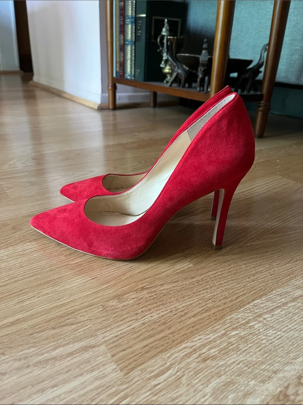 Jessica Simpson Red Suede Pointed-Toe Stiletto Pumps